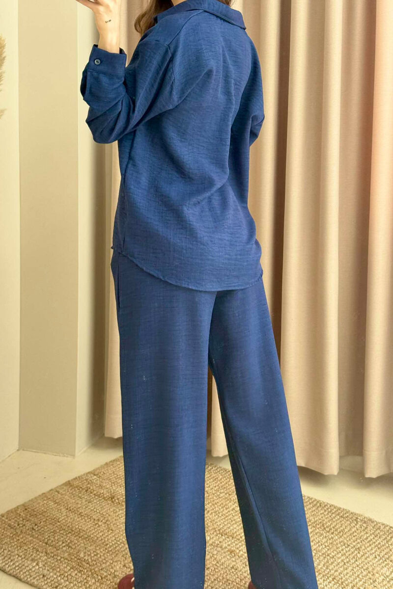 ONE COLOR SHIRT+TROUSERS WOMEN VEST DARK BLUE/BEE - 4