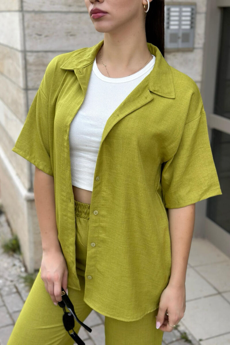 ONE COLOR SHIRT+TROUSERS WOMEN VEST LIGHT GREEN/JEZB - 2