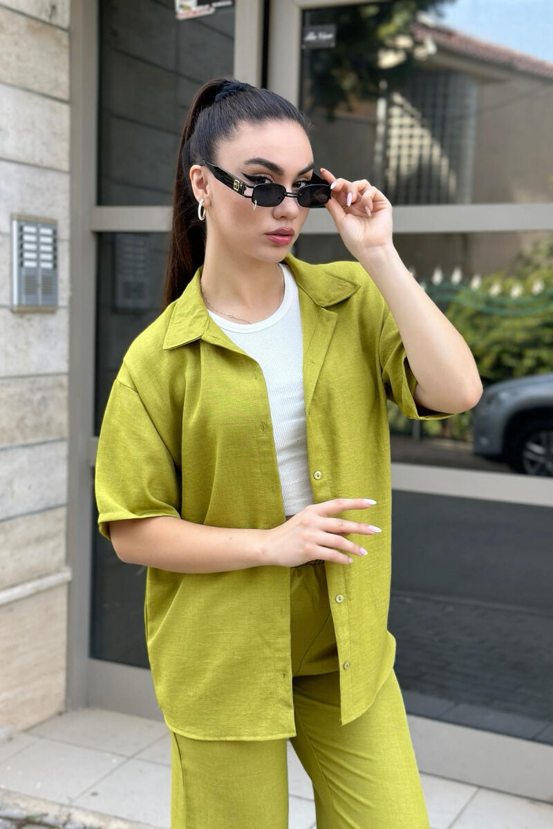 ONE COLOR SHIRT+TROUSERS WOMEN VEST LIGHT GREEN/JEZB - 4