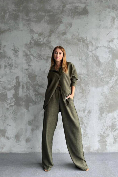 ONE COLOR SHIRT+TROUSERS WOMEN VEST OLIVE/ULLI 