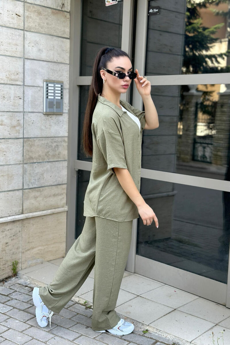 ONE COLOR SHIRT+TROUSERS WOMEN VEST OLIVE/ULLI - 3