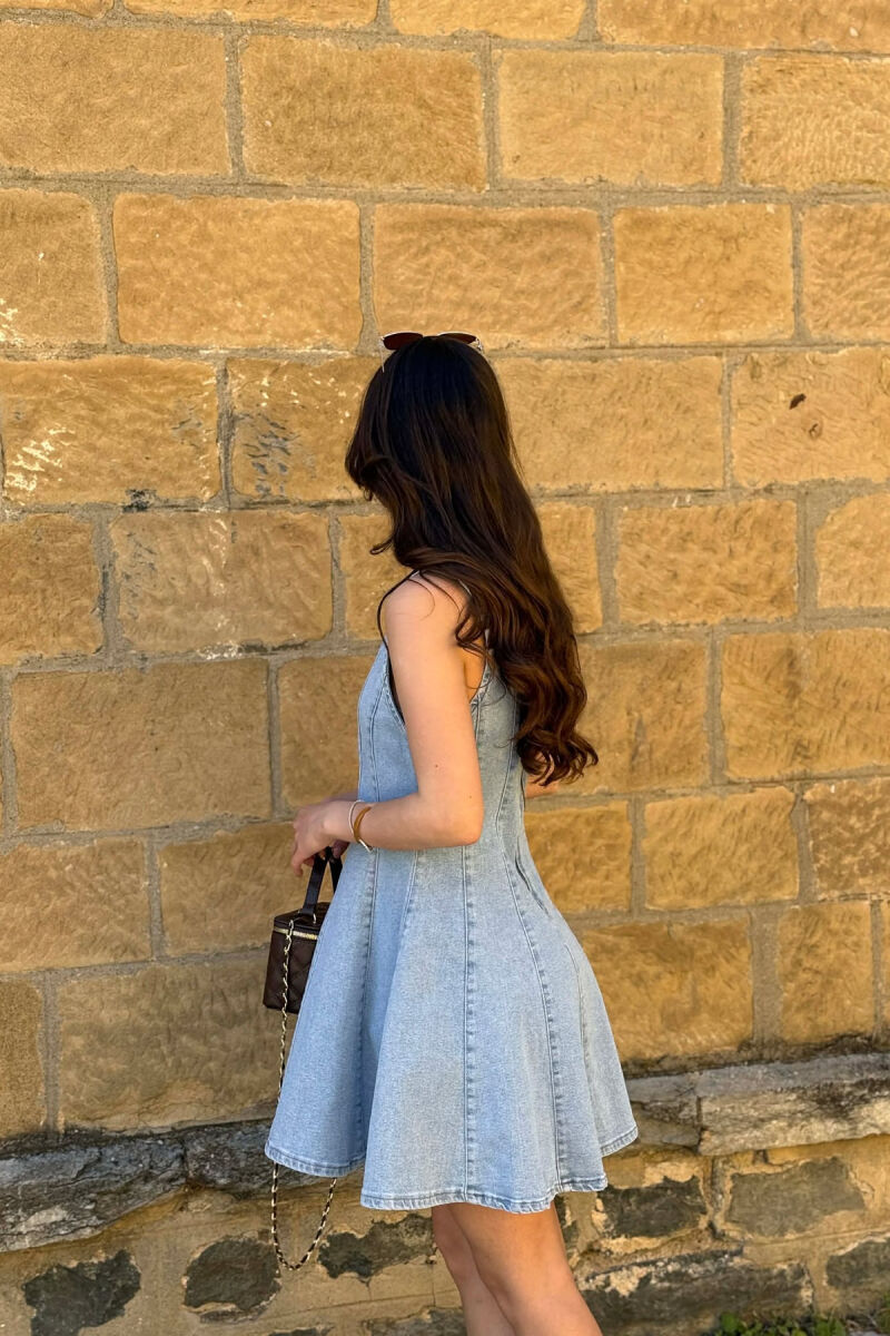 ONE COLOR SHORT DENIM WOMAN DRESS BABY BLUE/BLU BY - 2