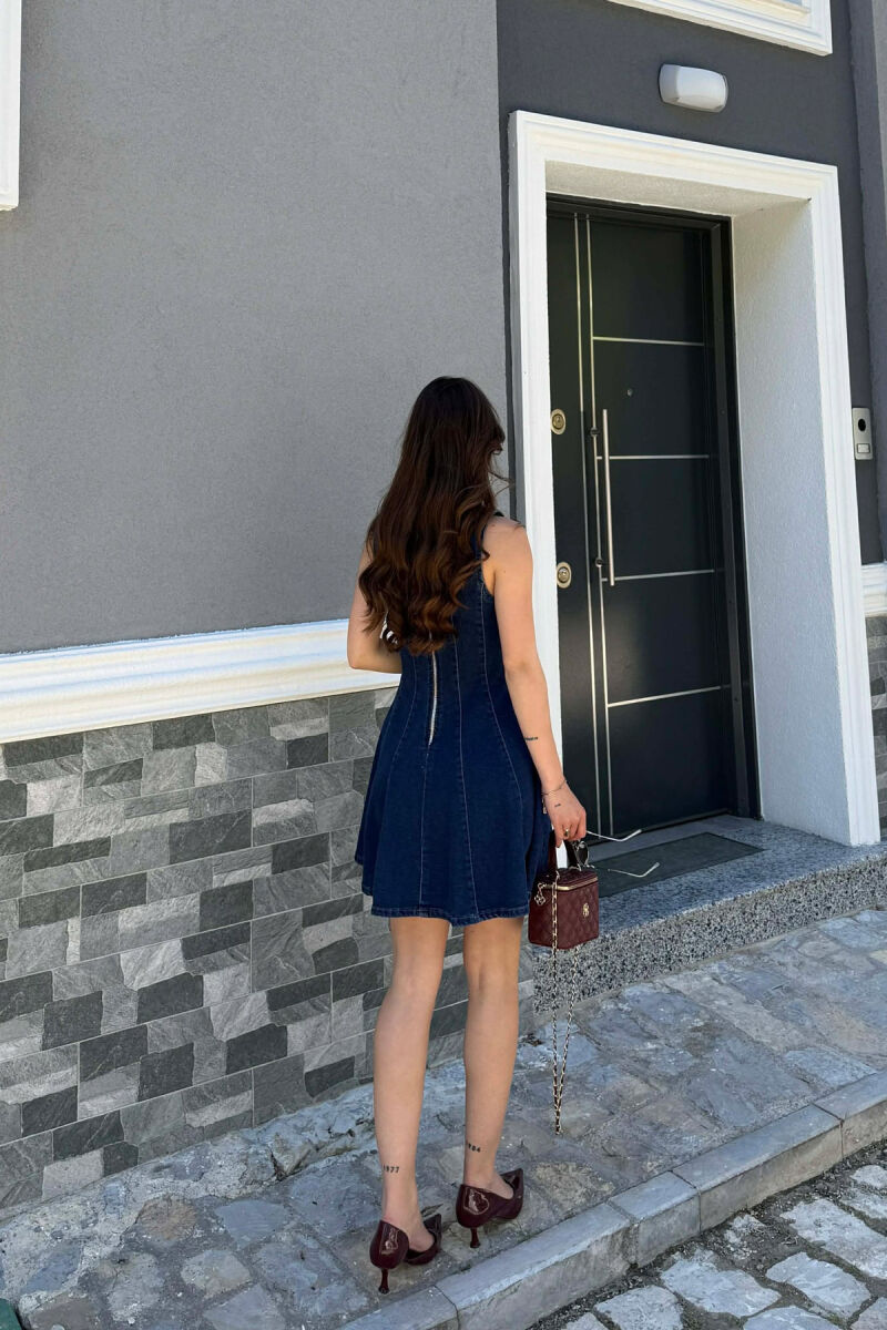 ONE COLOR SHORT DENIM WOMAN DRESS BLUE/BLU - 2