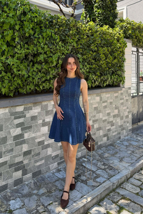 ONE COLOR SHORT DENIM WOMAN DRESS LIGHTBLUE/BZ - 2