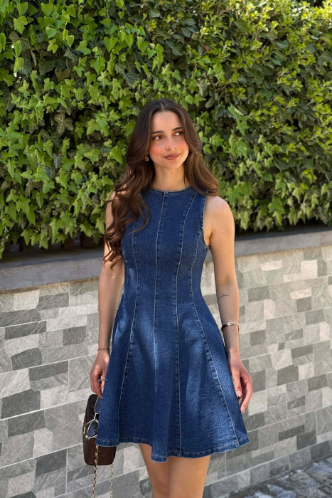 ONE COLOR SHORT DENIM WOMAN DRESS LIGHTBLUE/BZ - 3