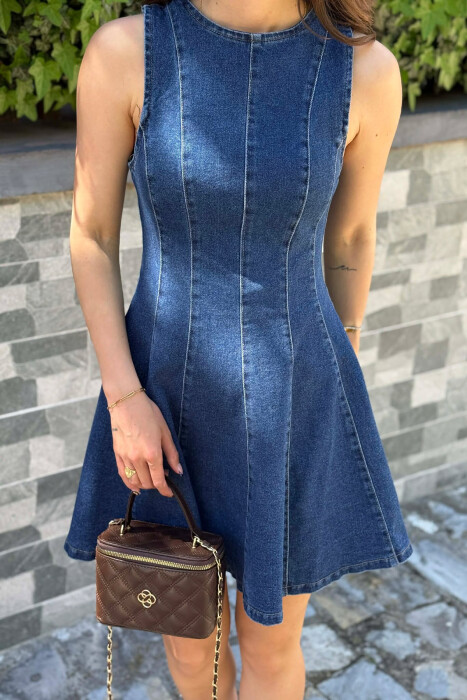 ONE COLOR SHORT DENIM WOMAN DRESS LIGHTBLUE/BZ - 5