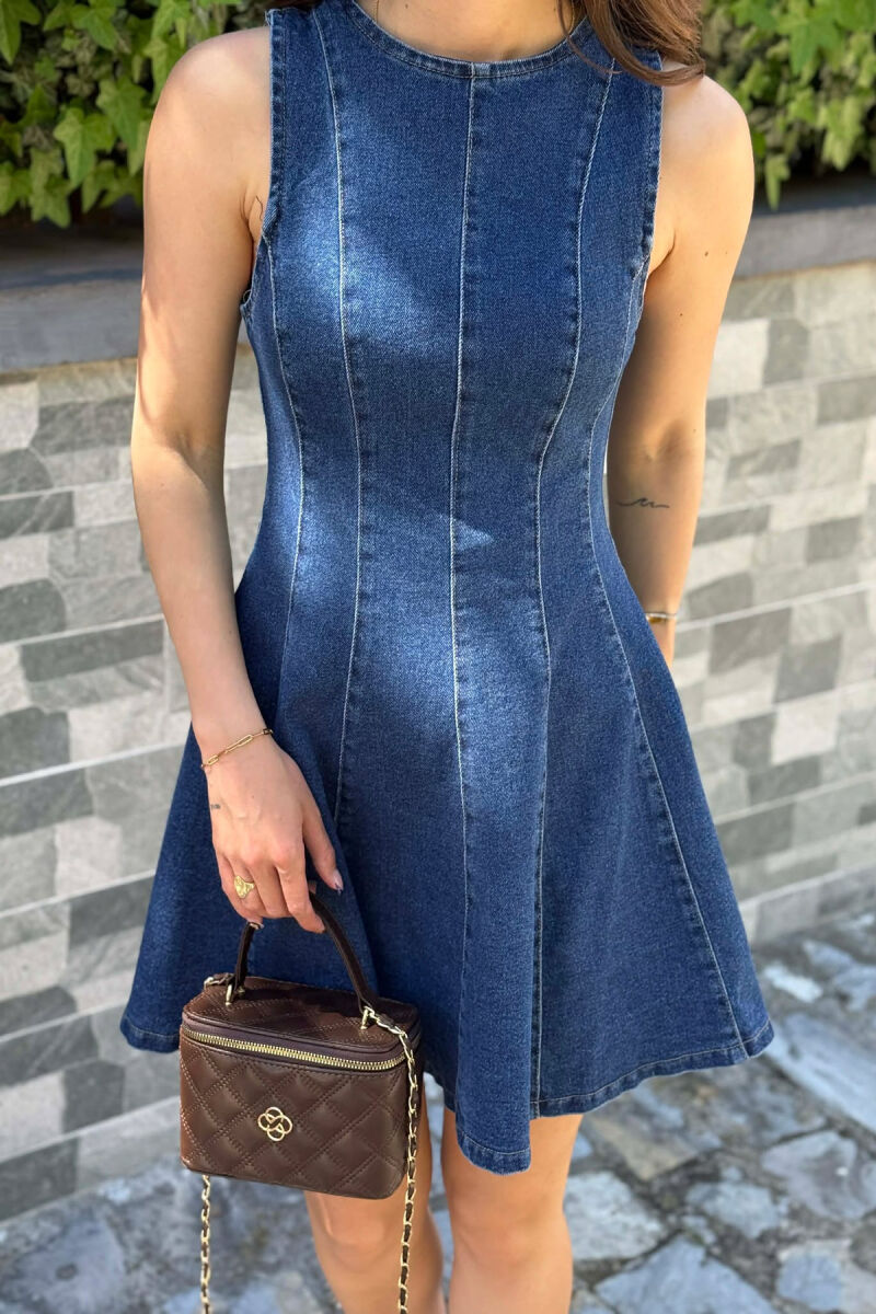 ONE COLOR SHORT DENIM WOMAN DRESS LIGHTBLUE/BZ - 5