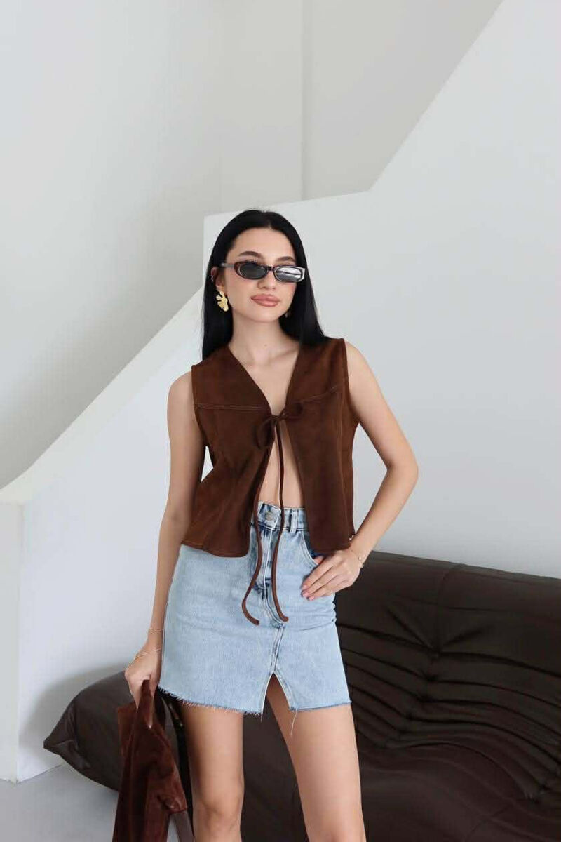 ONE COLOR SHORT DENIM WOMAN SKIRT LIGHTBLUE/BZ - 5