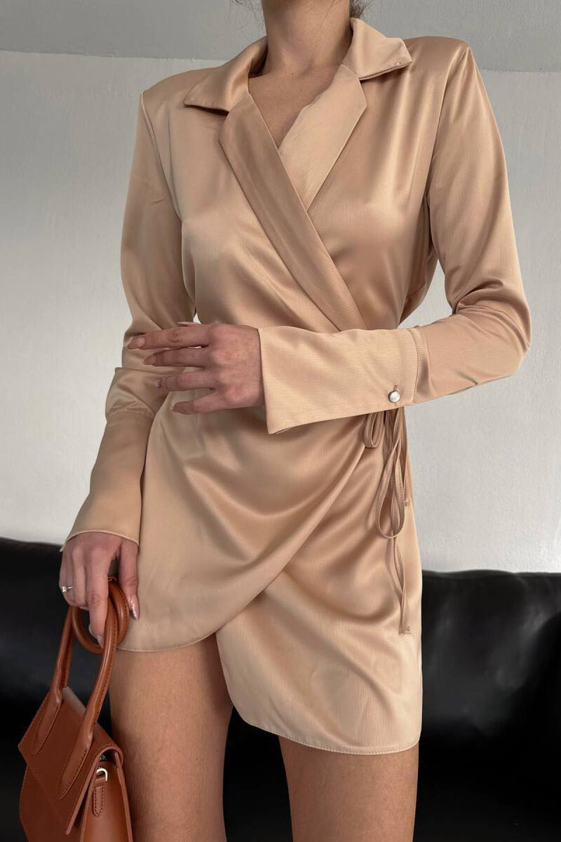 ONE COLOR SHORT DRESS BEIGE/BEZHE - 2