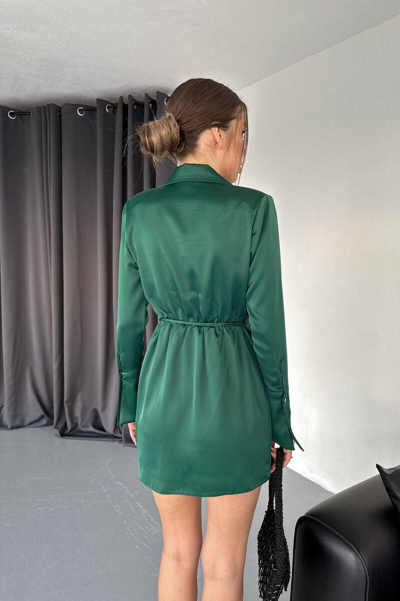 ONE COLOR SHORT DRESS GREEN/JESHILE - 2