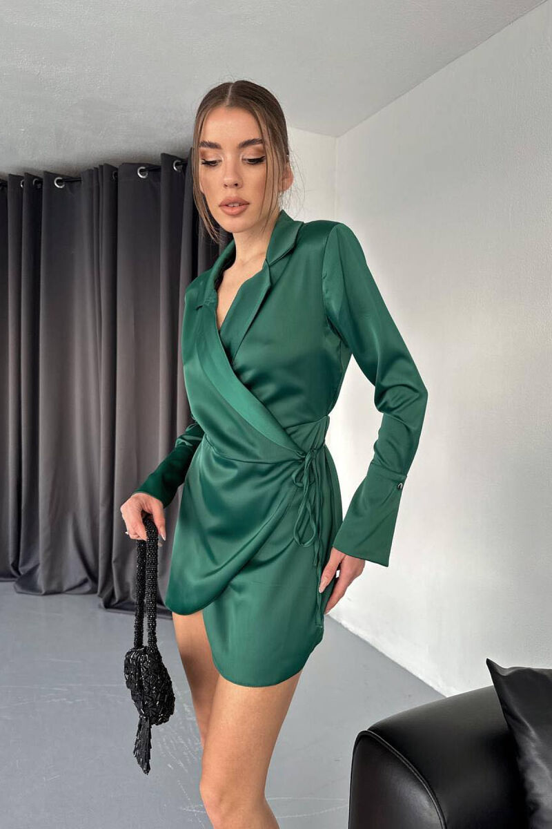 ONE COLOR SHORT DRESS GREEN/JESHILE - 3