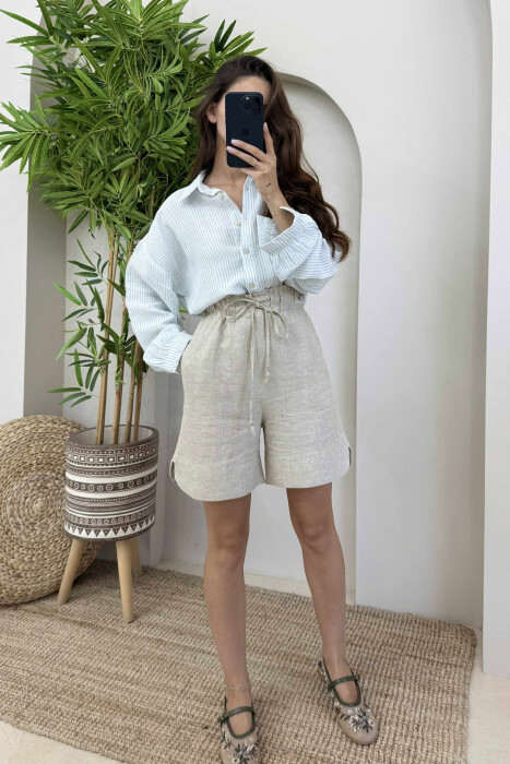 ONE COLOR SHORT LINEN WOMAN BEIGE/BEZHE 
