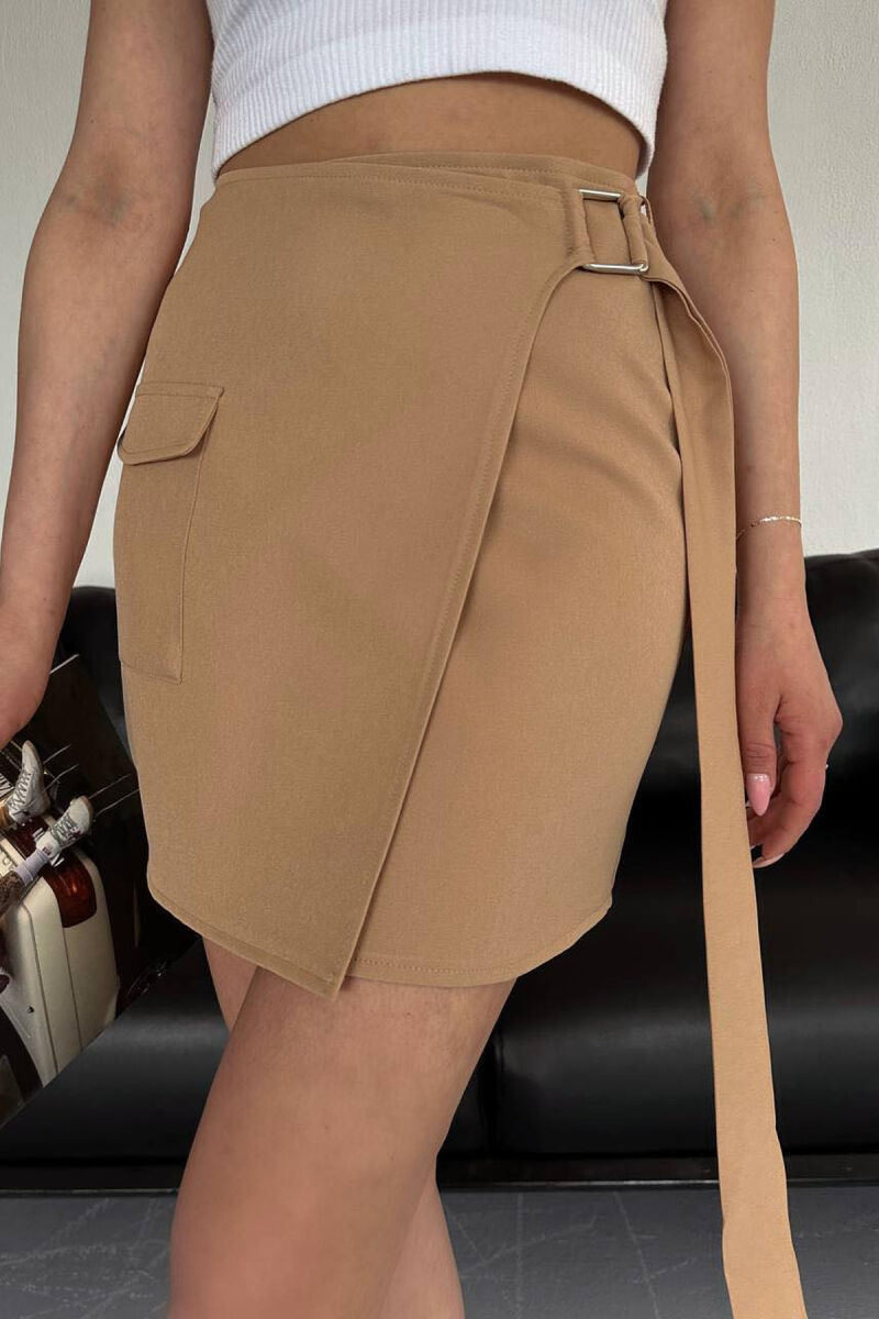 ONE COLOR SHORT SKIRT BEIGE/BEZHE - 3