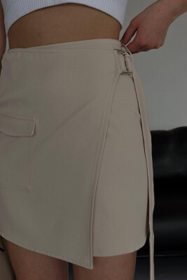 ONE COLOR SHORT SKIRT CREAM/KREM - 1