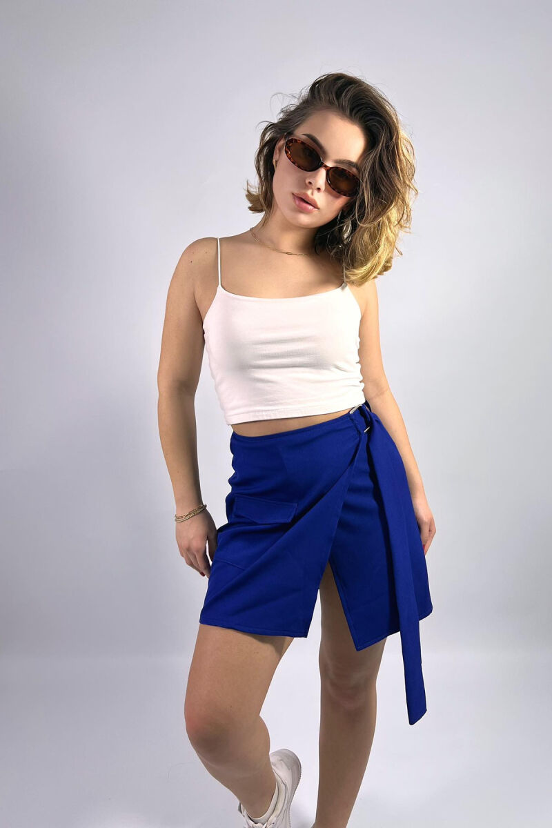 ONE COLOR SHORT SKIRT DARK BLUE/BEE - 1