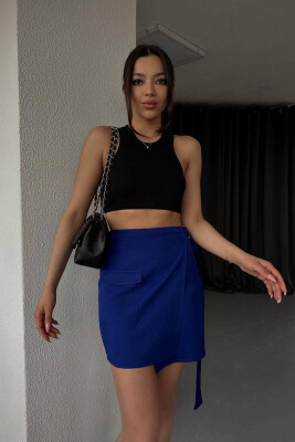 ONE COLOR SHORT SKIRT DARK BLUE/BEE 