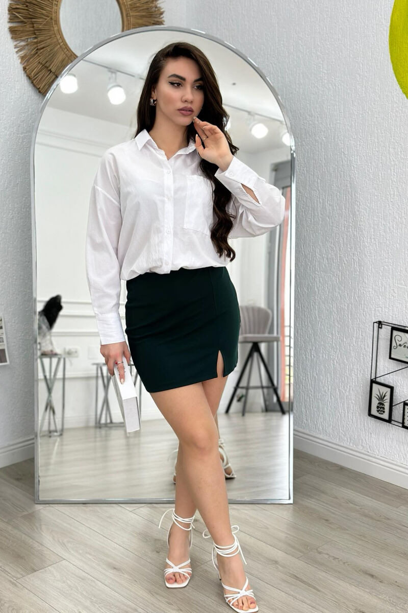 ONE COLOR SHORT SKIRT DARK GREEN/JEE - 3