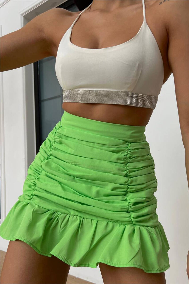 ONE COLOR SHORT SKIRT LIGHT GREEN/JEZB - 1