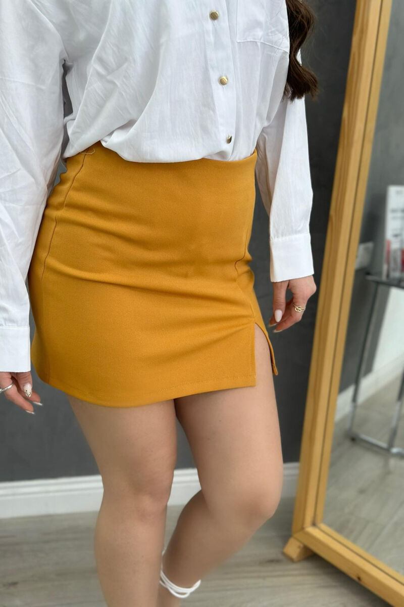 ONE COLOR SHORT SKIRT MUSTARD/MUSTARDE - 1