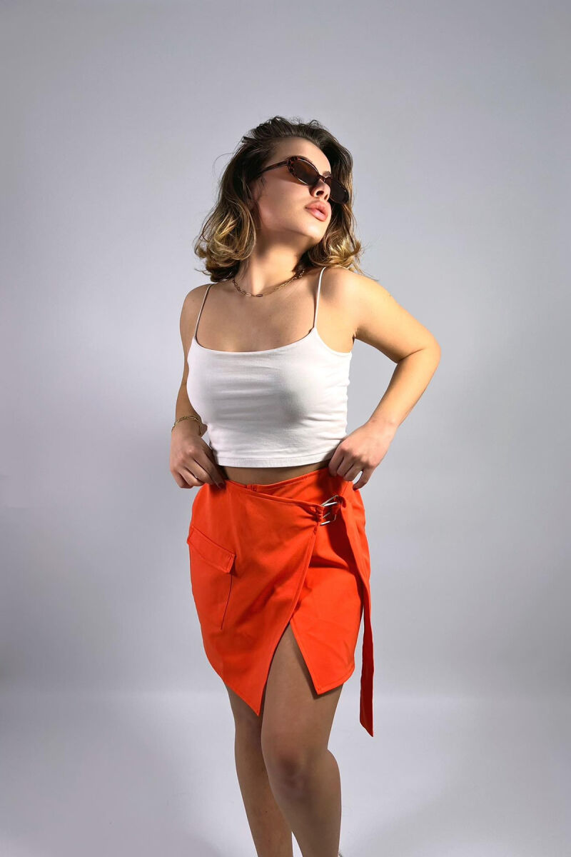 ONE COLOR SHORT SKIRT ORANGE/PORTOKALLI - 5
