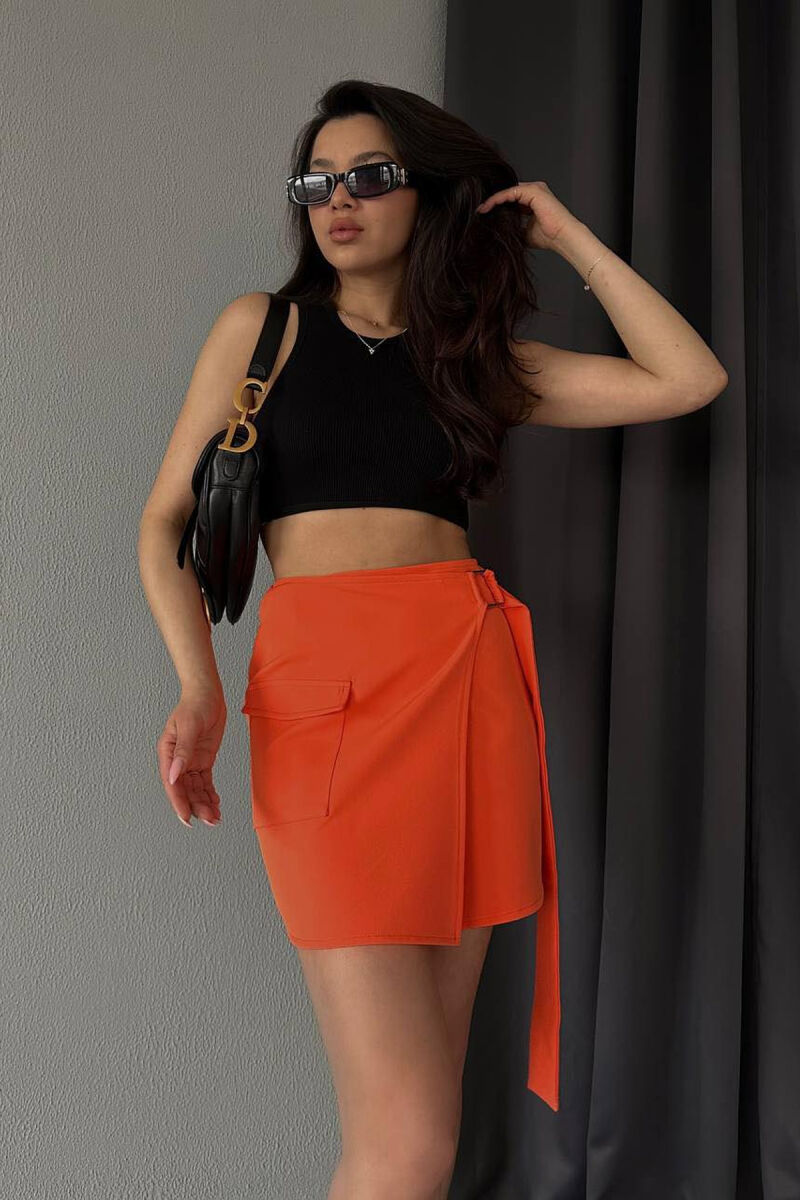 ONE COLOR SHORT SKIRT ORANGE/PORTOKALLI - 1