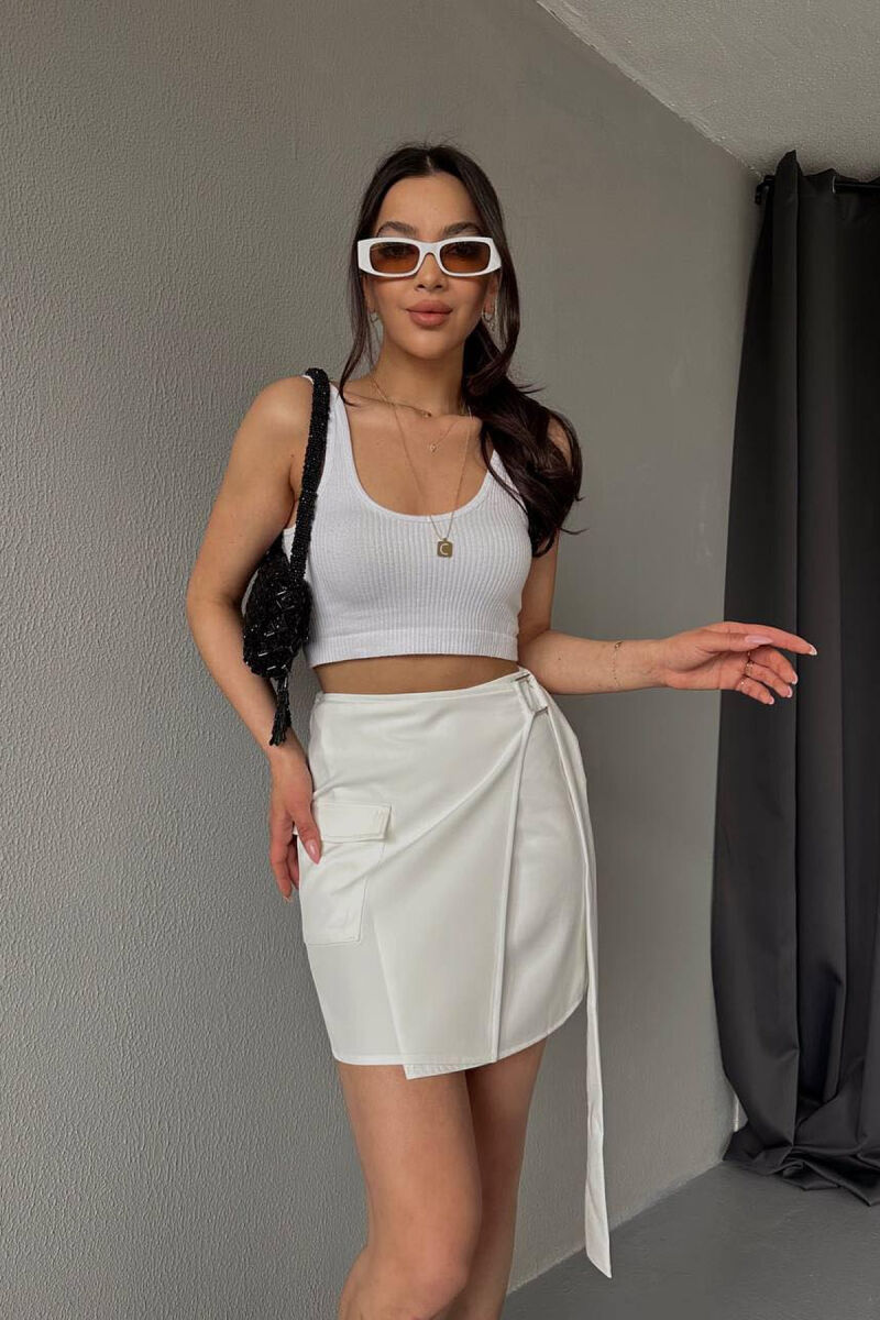 ONE COLOR SHORT SKIRT WHITE-E BARDHE - 1