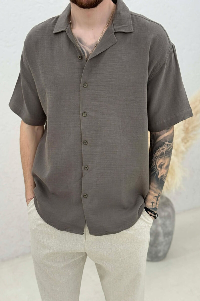 ONE COLOR SHORT SLEEVE MAN SHIRT OLIVE/ULLI - 4