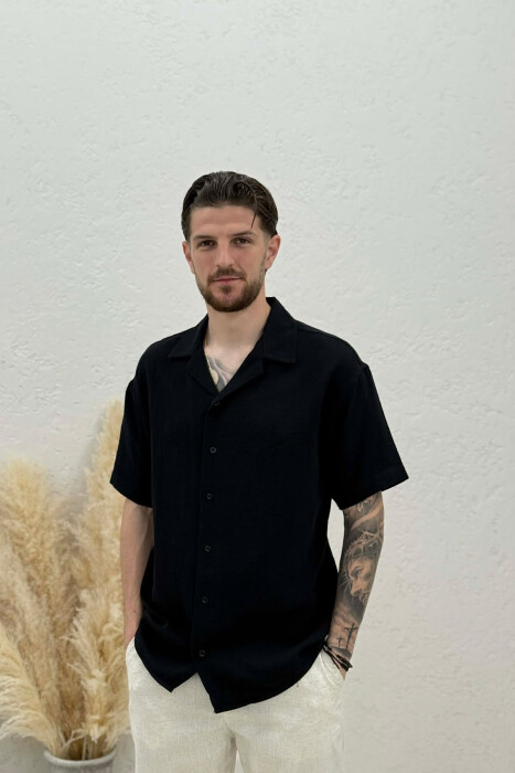 ONE COLOR SHORT SLEEVE MEN SHIRT BLACK/ E ZEZE 