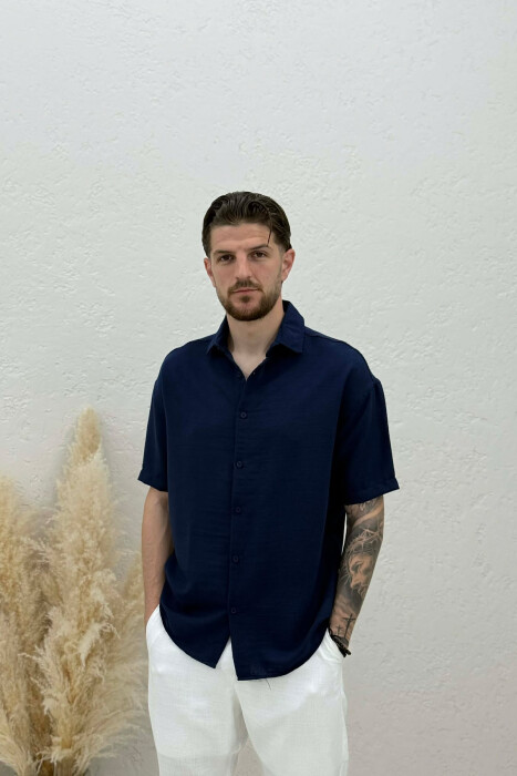 ONE COLOR SHORT SLEEVE MEN SHIRT BLUE/BLU - 1