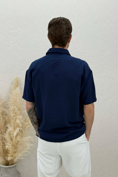 ONE COLOR SHORT SLEEVE MEN SHIRT BLUE/BLU - 2