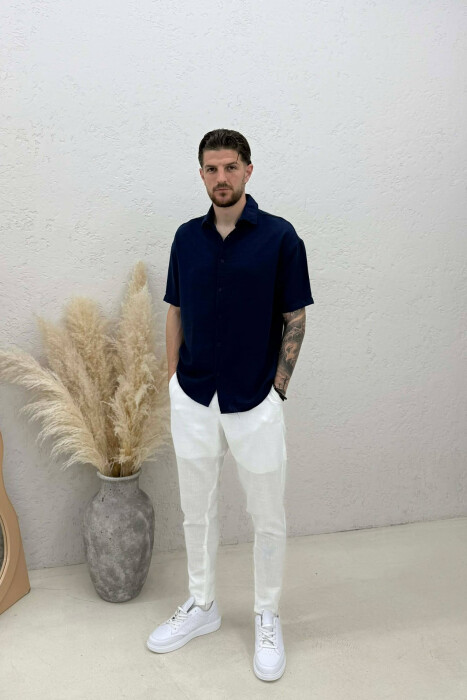 ONE COLOR SHORT SLEEVE MEN SHIRT BLUE/BLU - 3