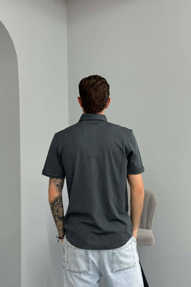 ONE COLOR SHORT SLEEVE MEN SHIRT DARK GREY/GEE - 2