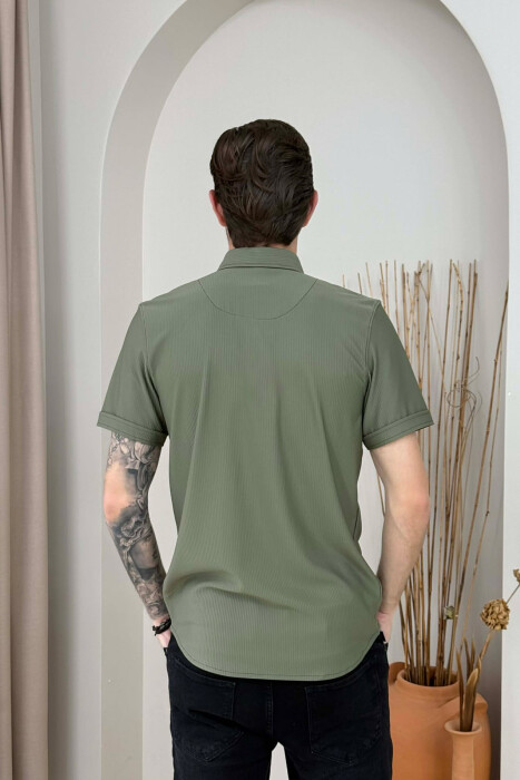 ONE COLOR SHORT SLEEVE MEN SHIRT GREEN/JESHILE - 3