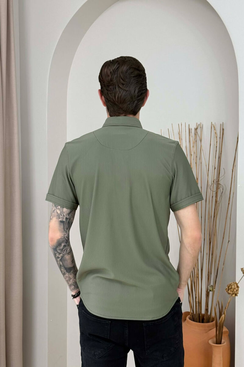 ONE COLOR SHORT SLEEVE MEN SHIRT GREEN/JESHILE - 3