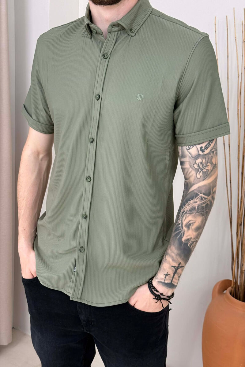 ONE COLOR SHORT SLEEVE MEN SHIRT GREEN/JESHILE - 4