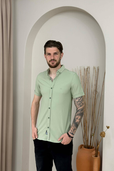 ONE COLOR SHORT SLEEVE MEN SHIRT MINT/MENTE - 1
