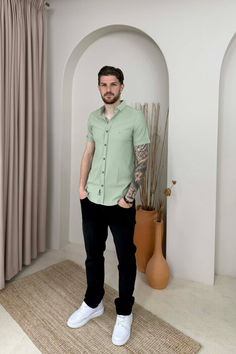 ONE COLOR SHORT SLEEVE MEN SHIRT MINT/MENTE - 2