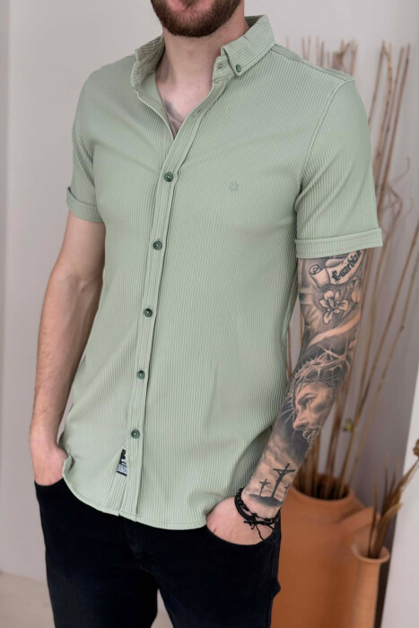 ONE COLOR SHORT SLEEVE MEN SHIRT MINT/MENTE - 4