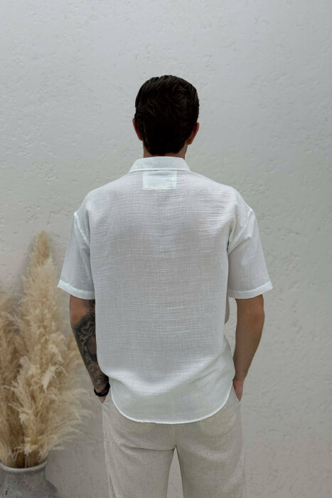 ONE COLOR SHORT SLEEVE MEN SHIRT WHITE-E BARDHE - 4