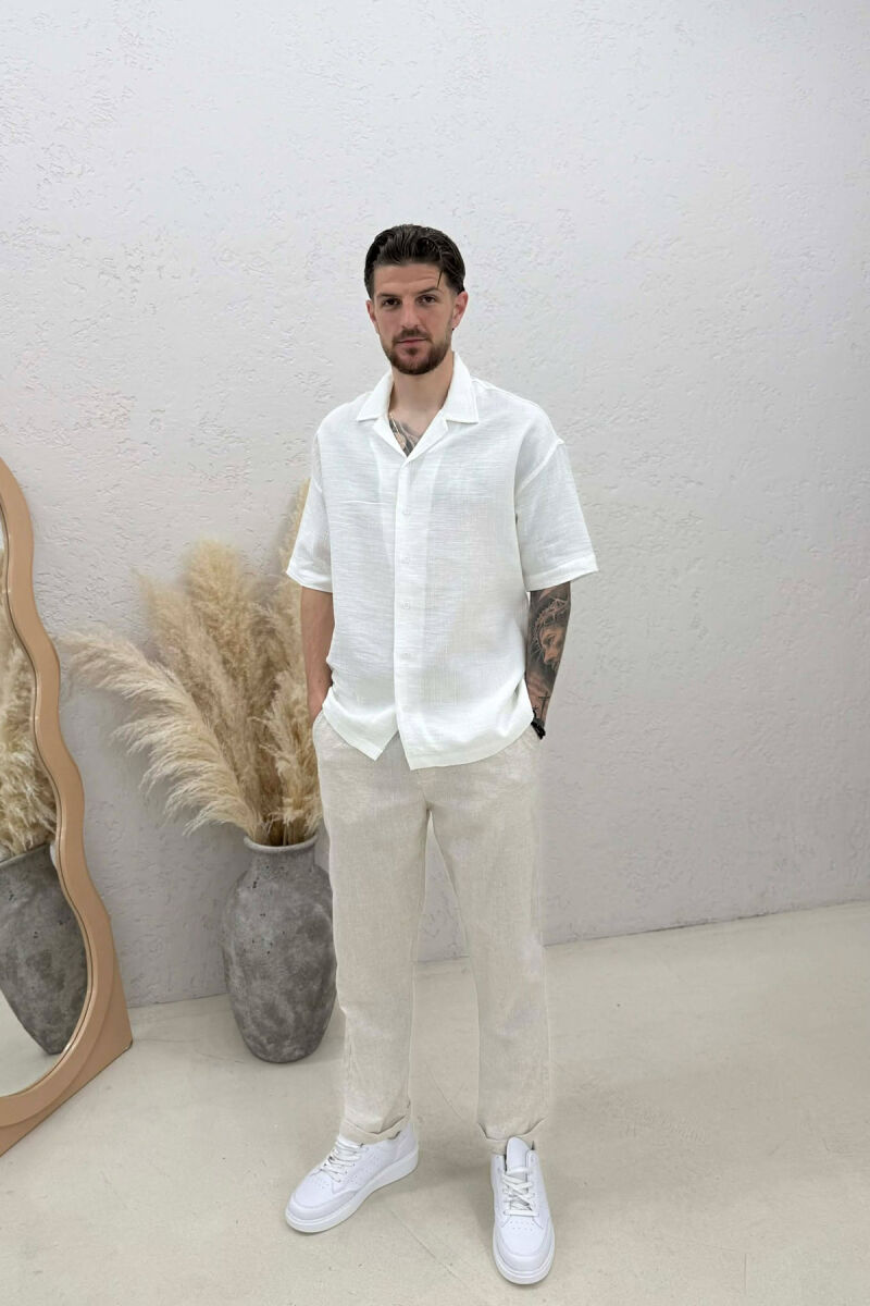 ONE COLOR SHORT SLEEVE MEN SHIRT WHITE-E BARDHE - 3