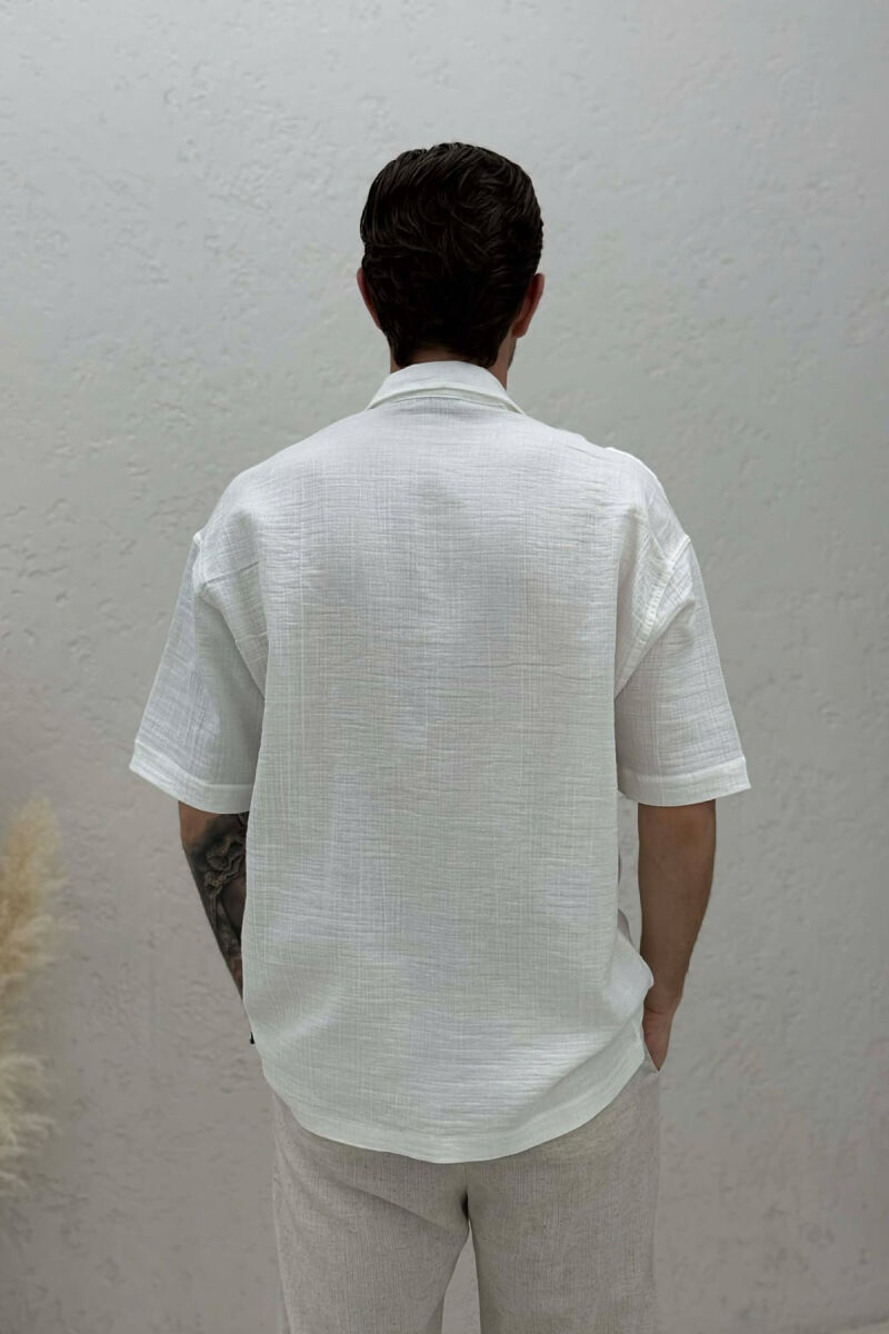 ONE COLOR SHORT SLEEVE MEN SHIRT WHITE-E BARDHE - 4