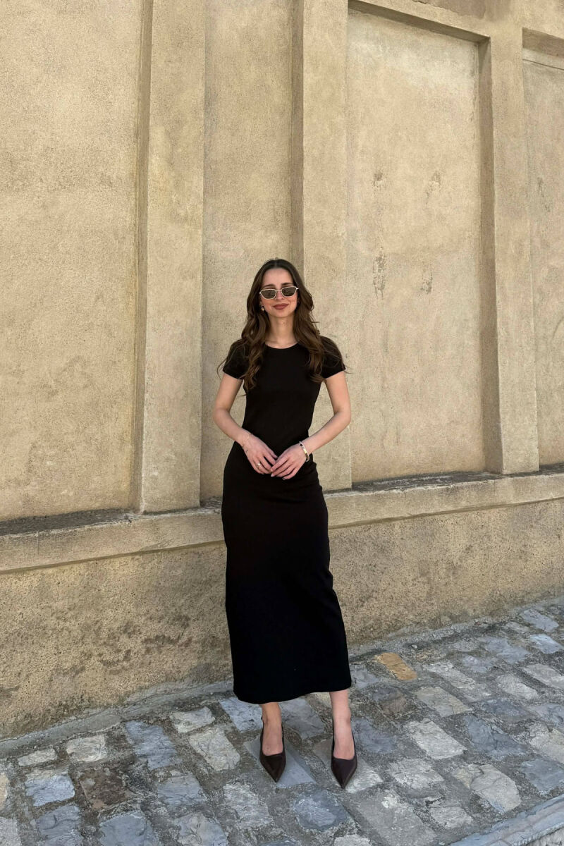 ONE COLOR SHORT SLEEVE WOMAN DRESS BLACK/ E ZEZE - 1