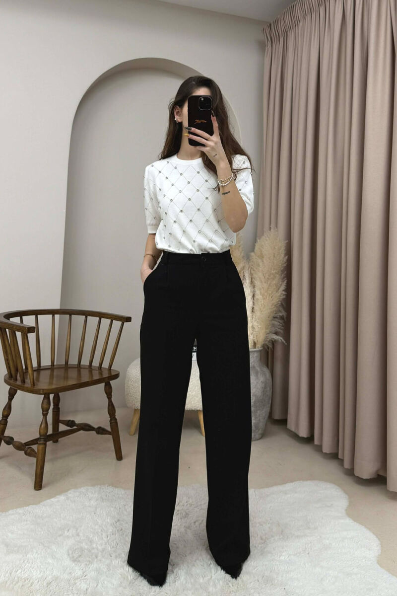 ONE COLOR SHORT SLEEVE WOMEN SWEATER WHITE-E BARDHE - 1