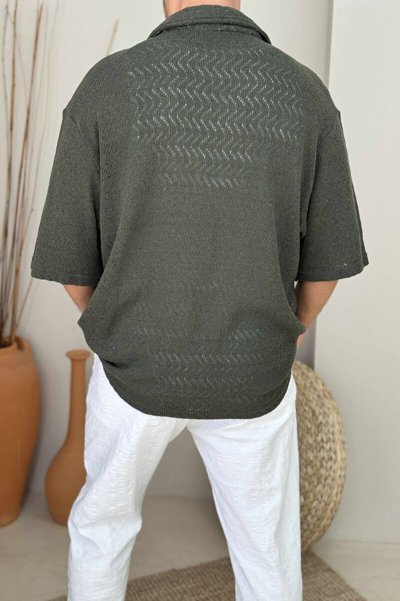 ONE COLOR SHORT SLEEVES MEN SHIRT GREEN/JESHILE - 3