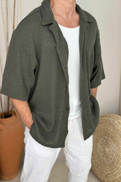 ONE COLOR SHORT SLEEVES MEN SHIRT GREEN/JESHILE - 4