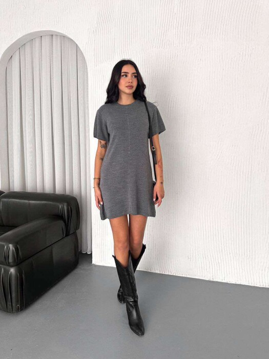 SHORT WOMEN DRESS IN GREY COLOR 