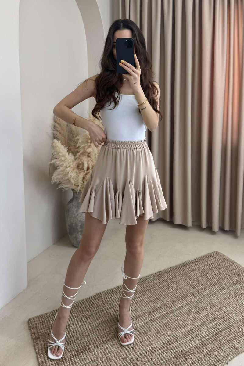 ONE COLOR SHORT WOMEN SKIRT BEIGE/BEZHE - 1