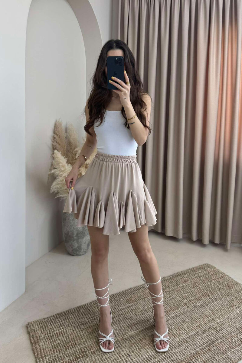 ONE COLOR SHORT WOMEN SKIRT BEIGE/BEZHE - 2
