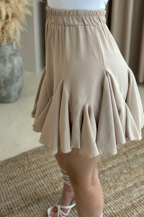 ONE COLOR SHORT WOMEN SKIRT BEIGE/BEZHE - 4