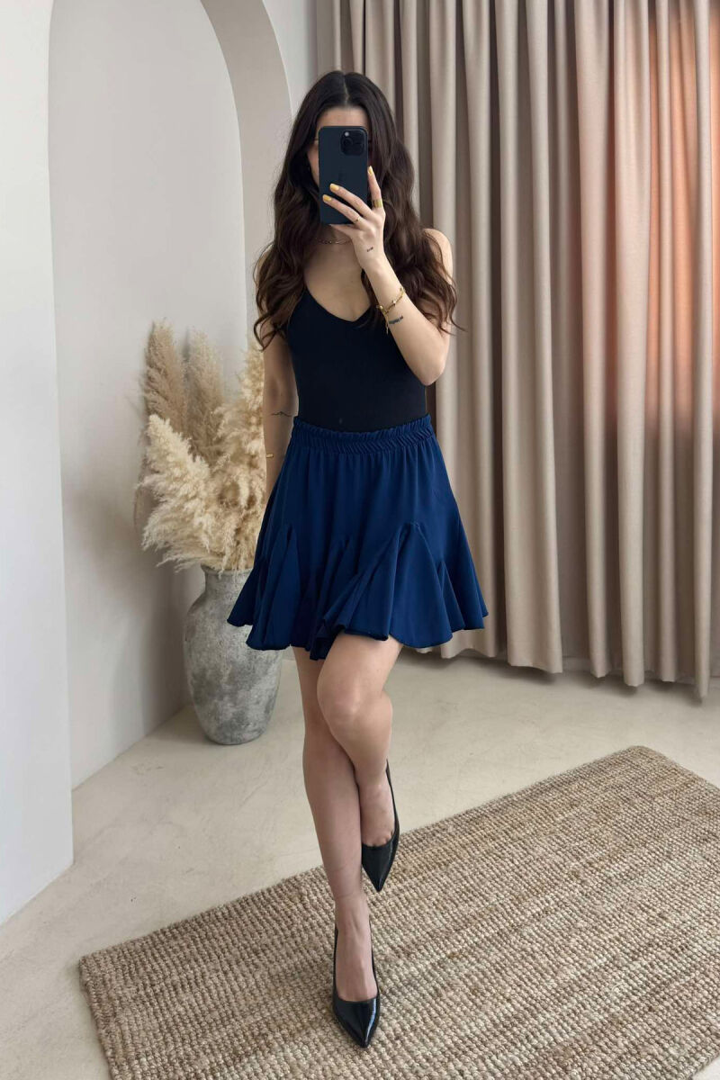 ONE COLOR SHORT WOMEN SKIRT DARK BLUE/BEE - 2